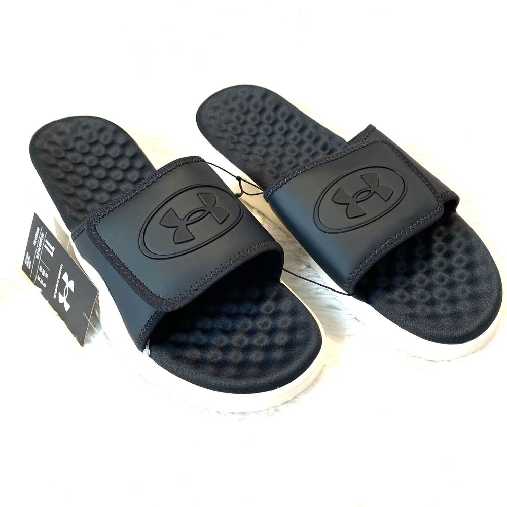 Under Armour Men's Slide Size 11 Black White Ignite Pro 8 Casual Comfortable
